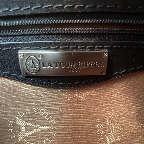 La Tour Eiffel Red Pebbled Leather Bag Vintage Paris - Picture 10 of 10